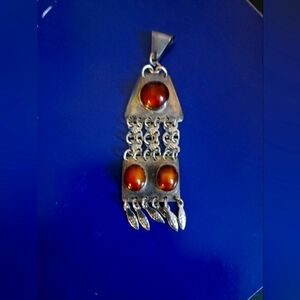 Vintage Sterling Tiger Eye Made in Israel Pendant